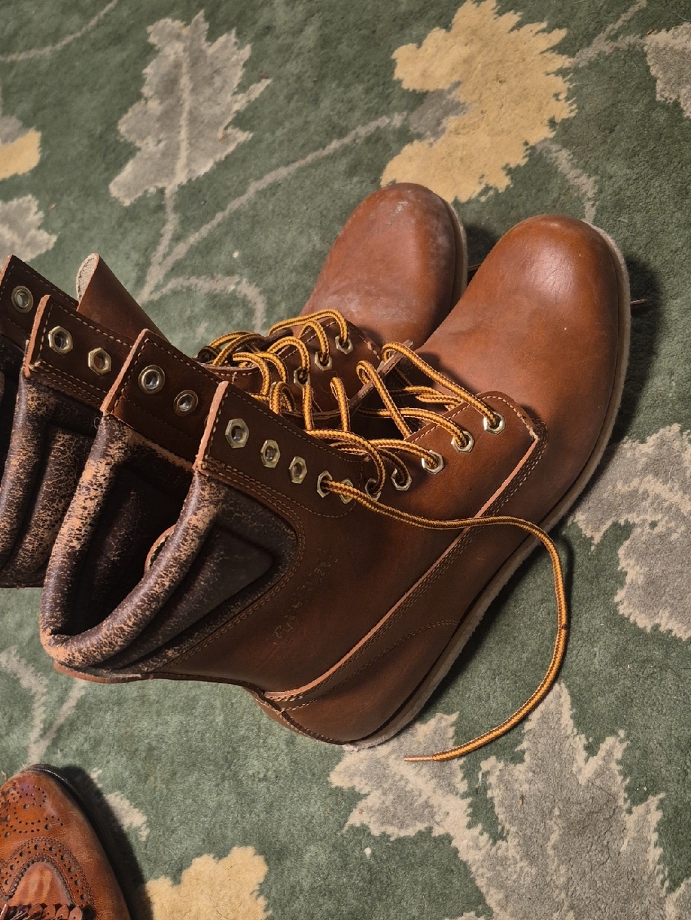 Men's Brown Leather Lace-Up Work Boots - Classic Outdoor Style